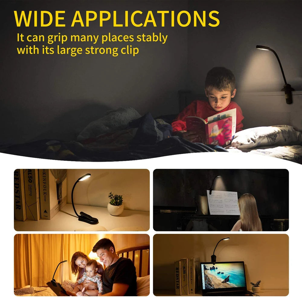 Lampe De Lecture Clip LED — Éclairage Nocturne Mains Libres
