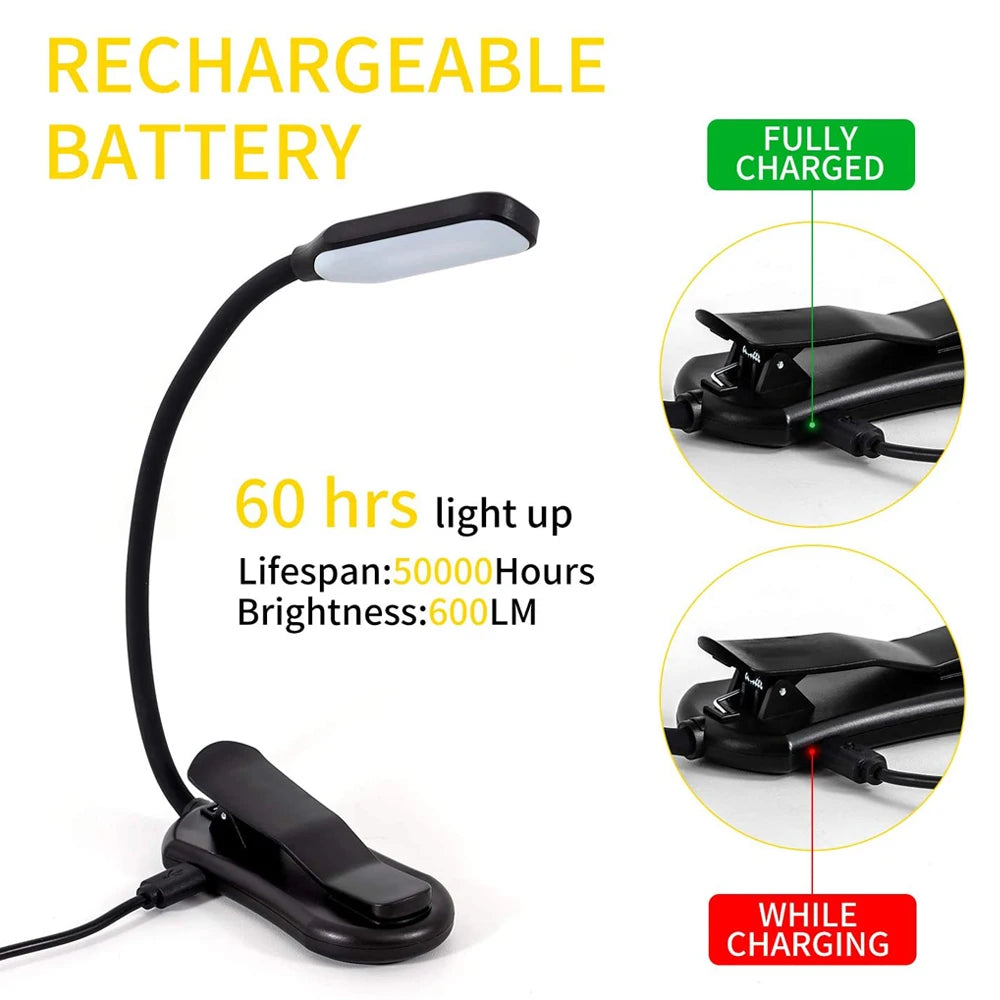 Lampe De Lecture Clip LED — Éclairage Nocturne Mains Libres
